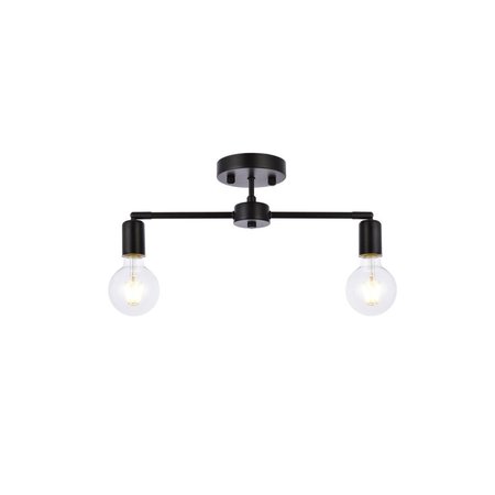 CLING Zane 2 Lights Flush Mount, Black CL2571338